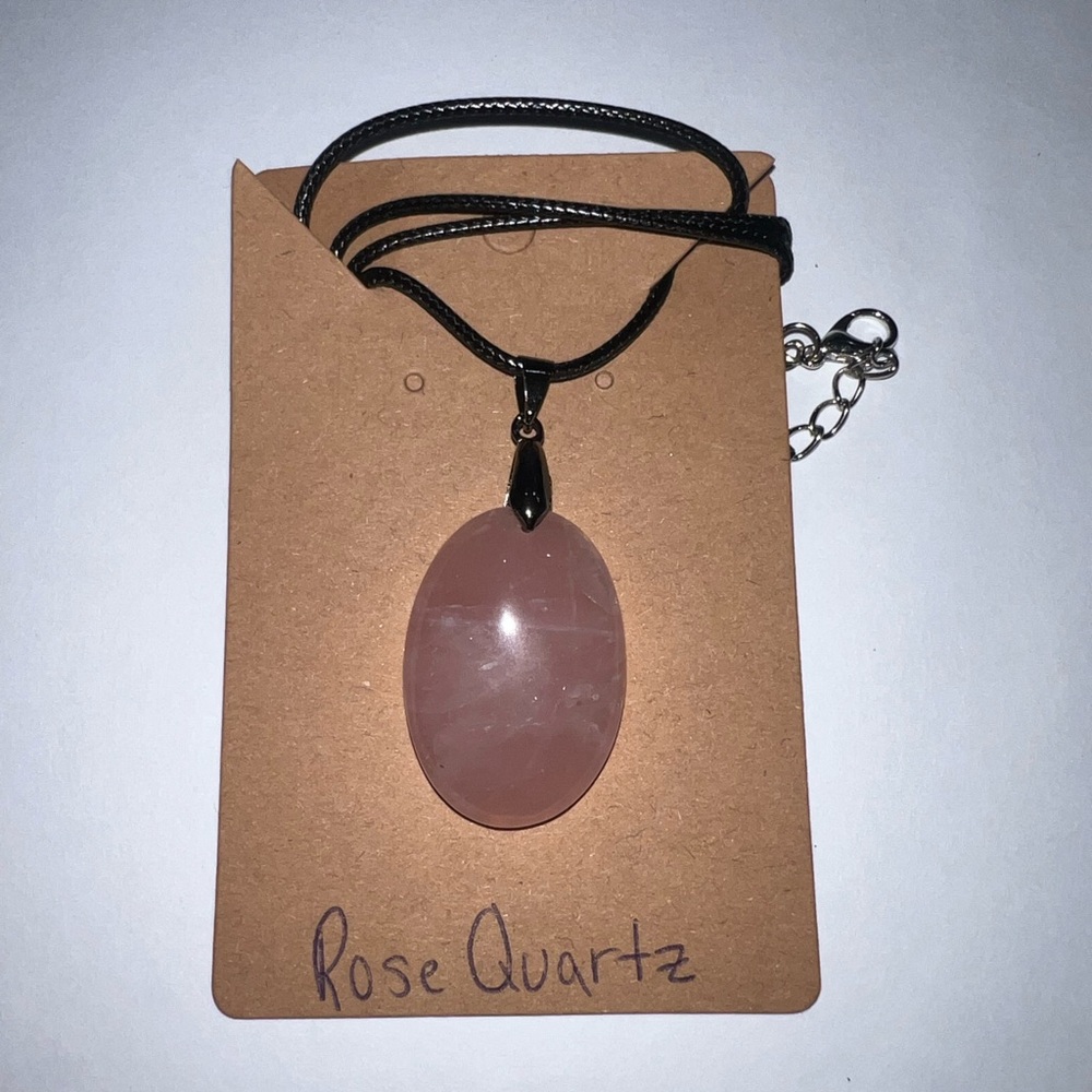 Elegant Pink Quartz Necklace with Black Cord